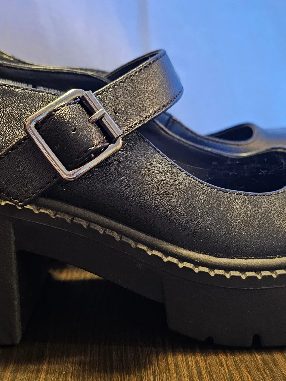 Madden NYC Thompkins black chunky platform Mary Jane shoes.